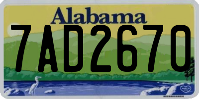 AL license plate 7AD2670
