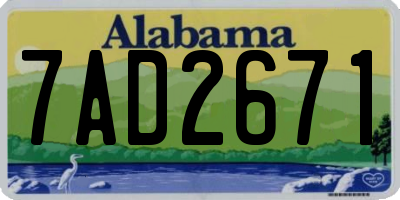 AL license plate 7AD2671