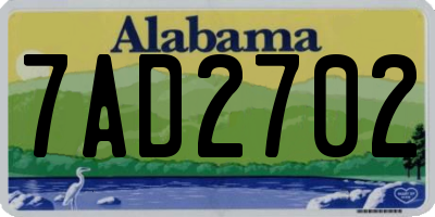 AL license plate 7AD2702