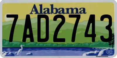 AL license plate 7AD2743