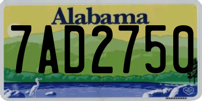 AL license plate 7AD2750