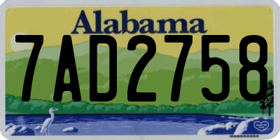 AL license plate 7AD2758