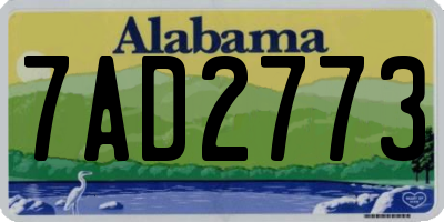 AL license plate 7AD2773