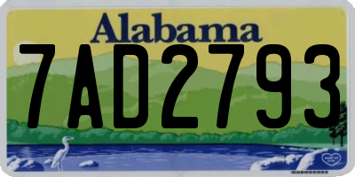 AL license plate 7AD2793