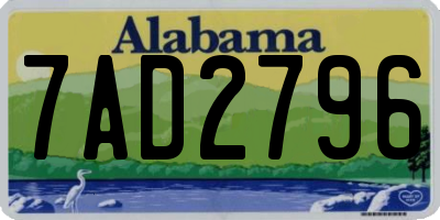 AL license plate 7AD2796