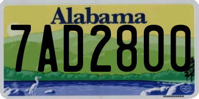 AL license plate 7AD2800