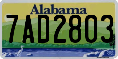 AL license plate 7AD2803