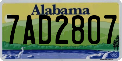 AL license plate 7AD2807