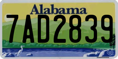 AL license plate 7AD2839