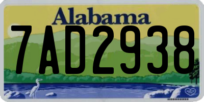 AL license plate 7AD2938