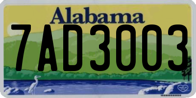 AL license plate 7AD3003