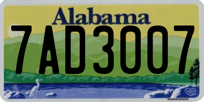 AL license plate 7AD3007