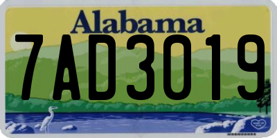 AL license plate 7AD3019