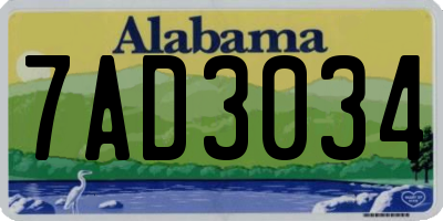 AL license plate 7AD3034