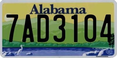 AL license plate 7AD3104