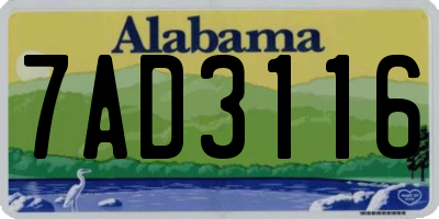AL license plate 7AD3116