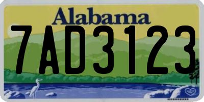 AL license plate 7AD3123