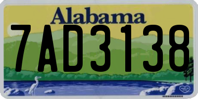 AL license plate 7AD3138