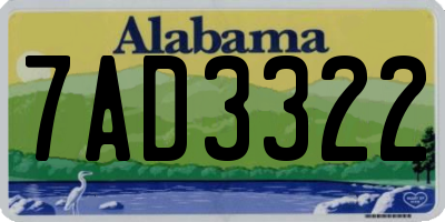 AL license plate 7AD3322