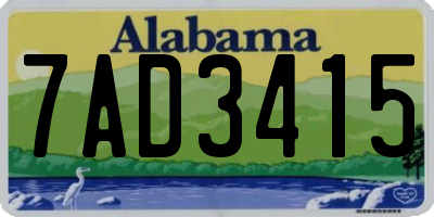 AL license plate 7AD3415