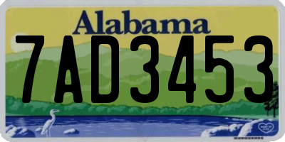 AL license plate 7AD3453
