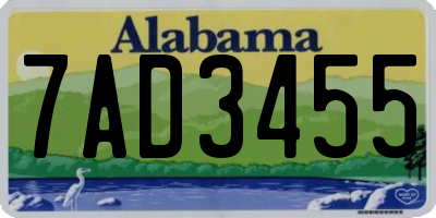 AL license plate 7AD3455