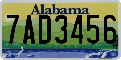 AL license plate 7AD3456