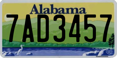 AL license plate 7AD3457