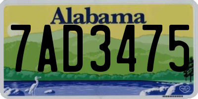 AL license plate 7AD3475