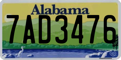 AL license plate 7AD3476