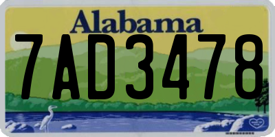 AL license plate 7AD3478