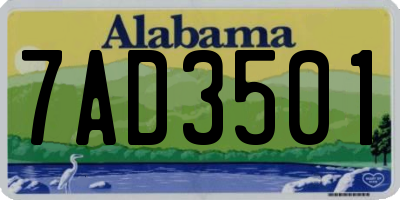 AL license plate 7AD3501