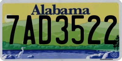 AL license plate 7AD3522