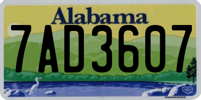 AL license plate 7AD3607