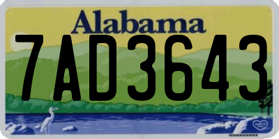 AL license plate 7AD3643