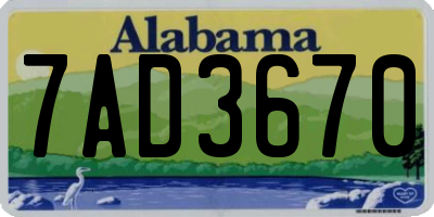 AL license plate 7AD3670