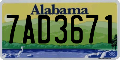AL license plate 7AD3671