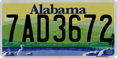 AL license plate 7AD3672