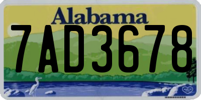 AL license plate 7AD3678