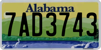 AL license plate 7AD3743