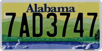 AL license plate 7AD3747