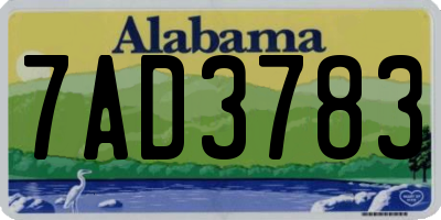 AL license plate 7AD3783
