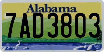 AL license plate 7AD3803