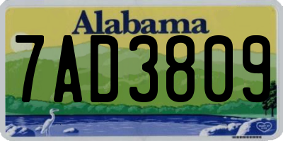 AL license plate 7AD3809
