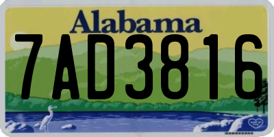 AL license plate 7AD3816
