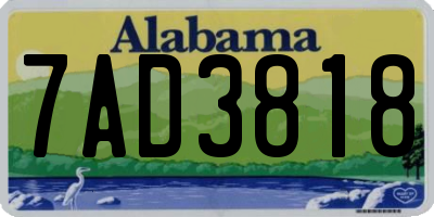 AL license plate 7AD3818