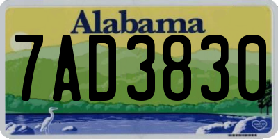 AL license plate 7AD3830