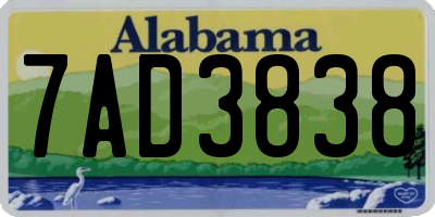 AL license plate 7AD3838