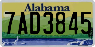 AL license plate 7AD3845