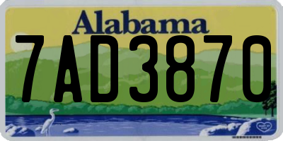 AL license plate 7AD3870